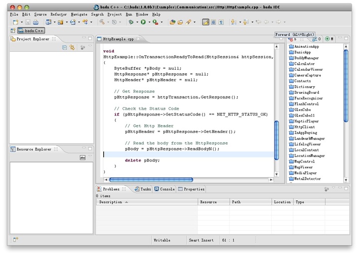 bada C++ - C-\bada\1.0.0b3\Examples\Communication\src\Http\HttpExample.cpp - bada IDE.jpg