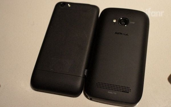 One V VS Lumia 710 Back