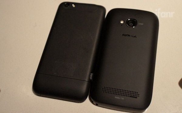 One V VS Lumia 710 Back