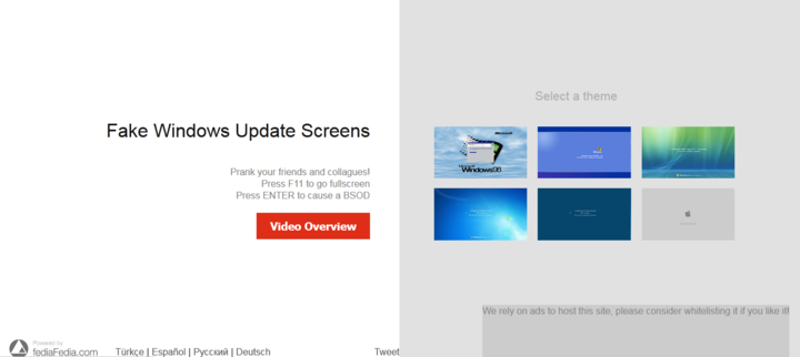 Fake Windows Update Screens