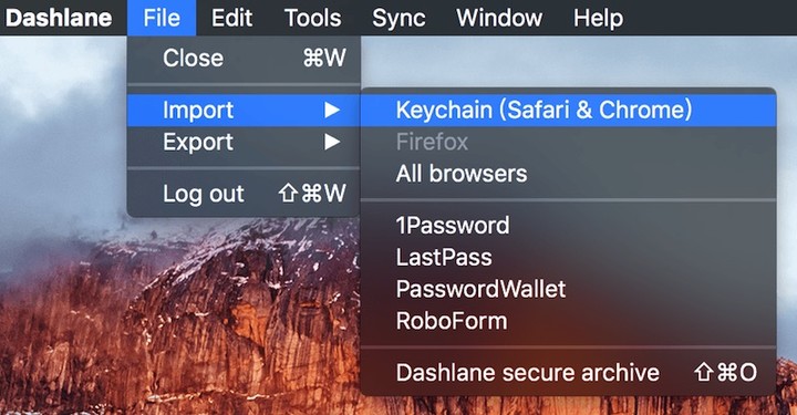 Dashlane import psw from browsers and other psw management apps