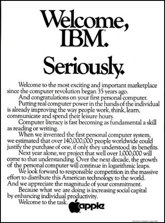 Welcome IBM. seriously ad