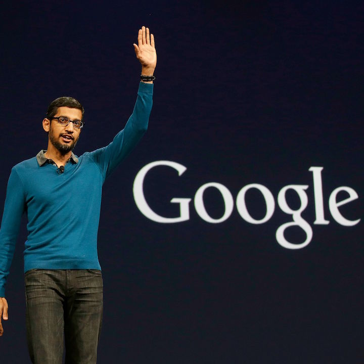 File - In this Thursday, May 28, 2015 file photo, Sundar Pichai, senior vice president of Android, Chrome and Apps, waves after speaking during the Google I/O 2015 keynote presentation in San Francisco. Google is creating a new company "Alphabet" to oversee its highly lucrative Internet business and a growing flock of other ventures, including some — like building self-driving cars and researching ways to prolong human life — that are known more for their ambition than for turning an immediate profit. Google CEO and co-founder Larry Page will be CEO of the new holding company, while longtime Google executive Sundar Pichai will become CEO of Google's core business, including its search engine, online advertising operation and YouTube video service. (AP Photo/Jeff Chiu, File)