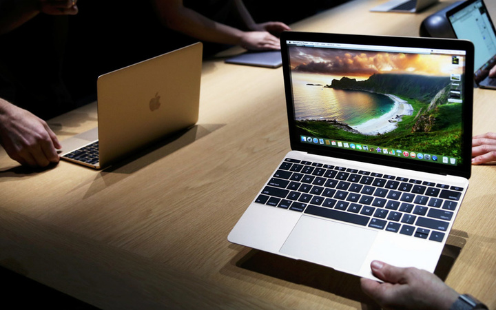 Apple's new MacBooks are displayed following an Apple event in San Francisco