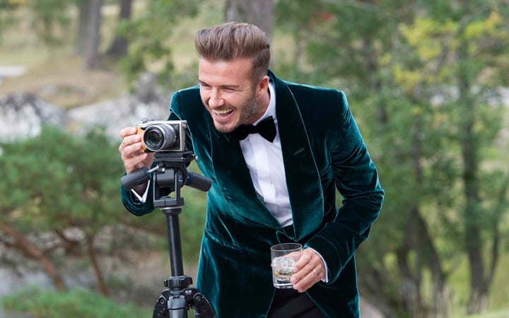 David Beckham sets up the camera on teh HAIG CLUB advert.