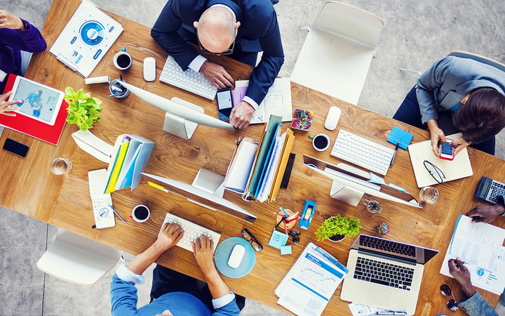 Group of Multiethnic Busy People Working in an Office