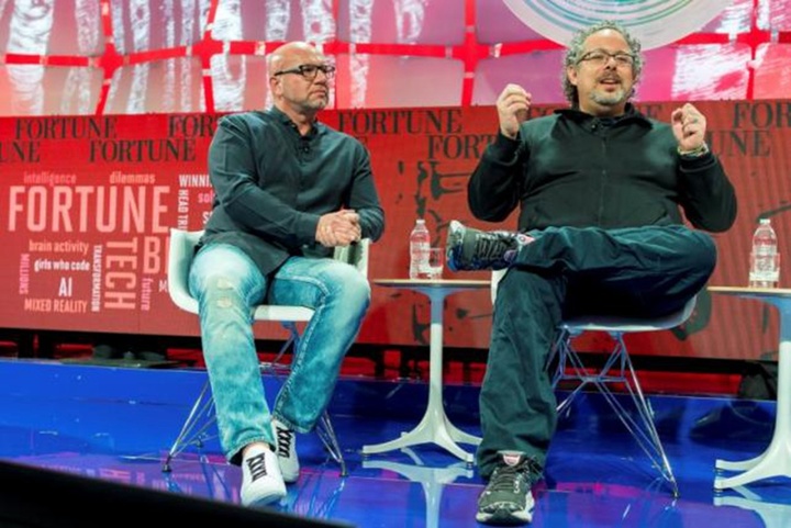 Rony Abovitz (R), CEO of Magic Leap speaks as Brian Wallace, CMO of Magic Leap listens during the Fortune Brainstorm Tech conference in Aspen, Colorado, U.S. in this handout photo released to Reuters July 12, 2016. Stuart Isett/Fortune Brainstorm TECH/Handout via Reuters