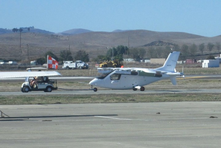 Courtesy Steve Eggleston â€” Could this be the mysterious â€˜flying carâ€™ rumored to be being developed by Google co-found Larry Page? This vehicle has been seen at the Hollister airport and reported by numerous people to have been seen hovering in flight. It bears a striking resemblance to a craft described in a U.S. Patent & Trademark Office design brief from 2011.