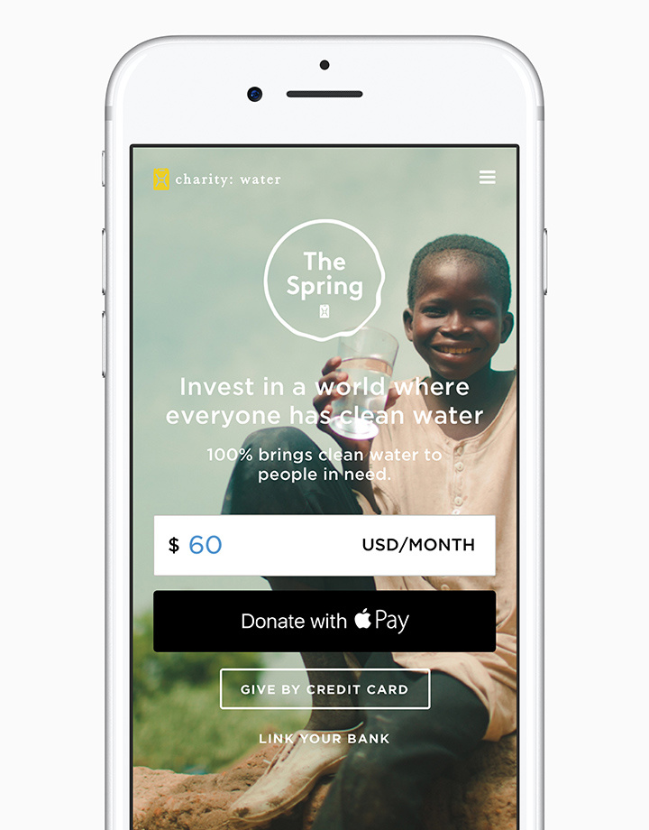 donate apple pay charity water