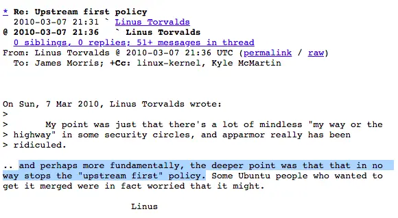 2010 年 Linux 内核社区一场围绕「上游优先政策」的讨论
