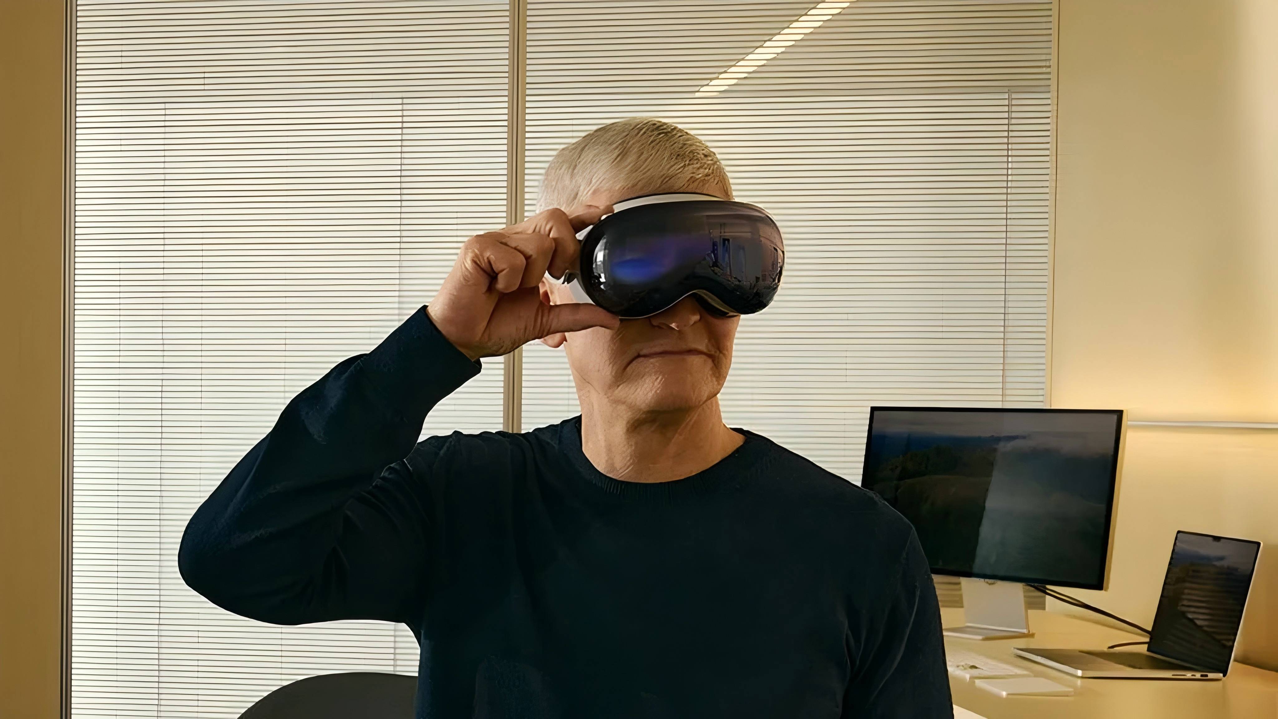 Das neueste Interview von Apple-CEO Cook: Es ist uns egal, ob es die erste Veröffentlichung ist - Tim Cook wearing Apple Vision Pro for Vanity Fair