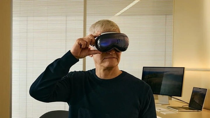 Tim Cook wearing Apple Vision Pro for Vanity Fair