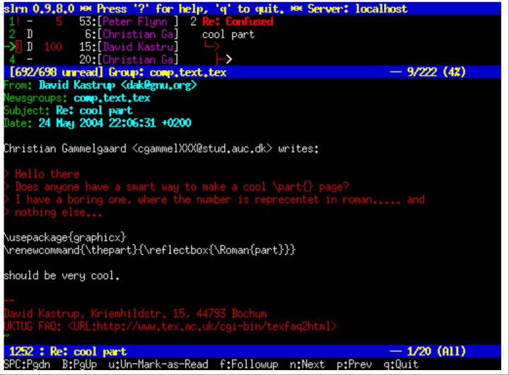 Usenet 群组 comp.text.tex 在 2004 年的一次对话